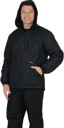 Куртка "ПРАГА-Люкс" мужская, с капюшоном, черный (ЧЗ)